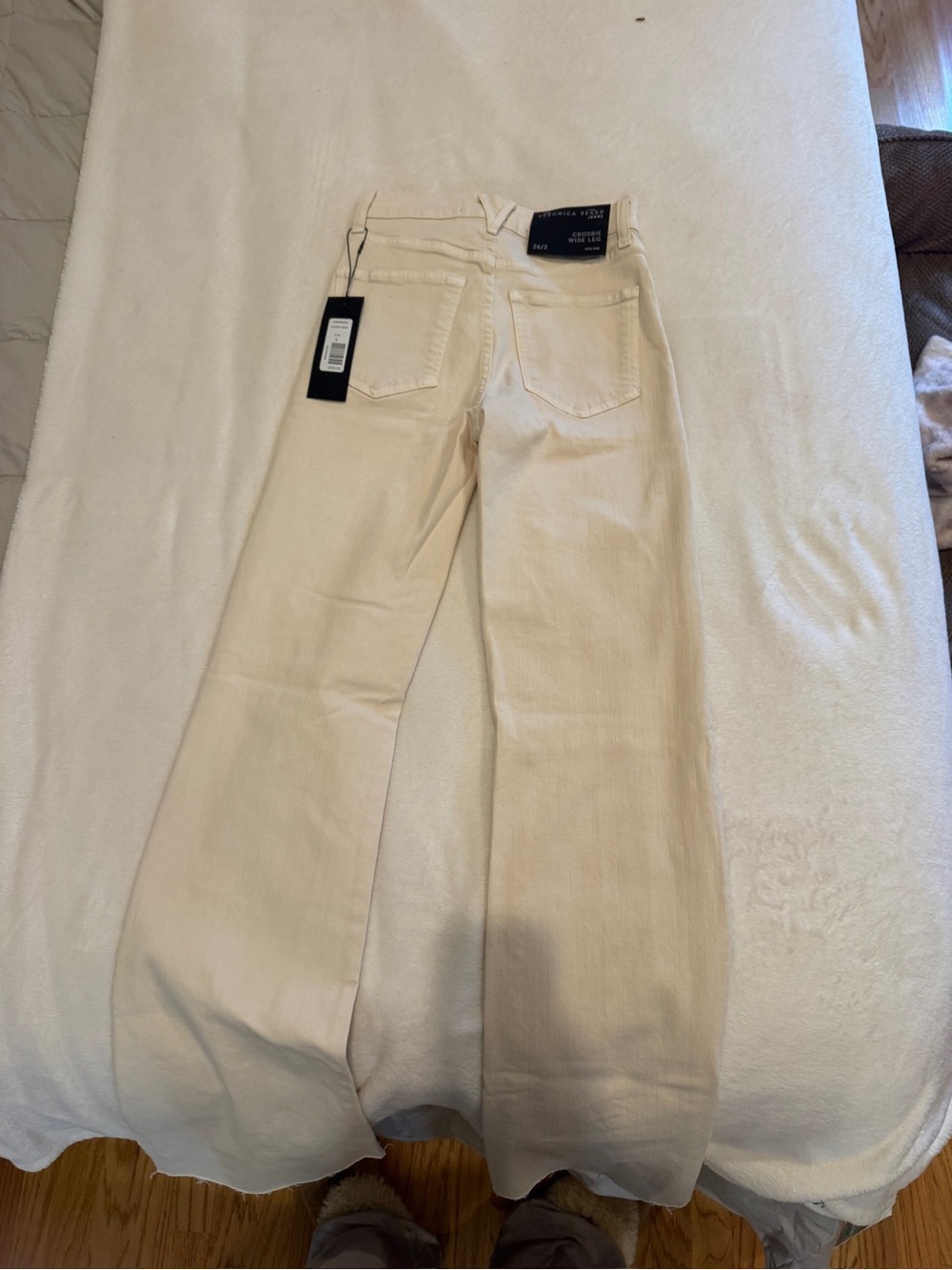 Veronica Beard Cream Wide-Leg Jeans